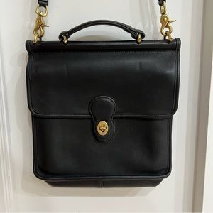 Coach Vintage Black Leather Willis Top Handle Crossbody